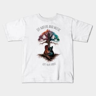 Acoustic Guitar Tree of Life |Gift for Guitar Player | Nature Guitarist | Motivational quotes Kids T-Shirt